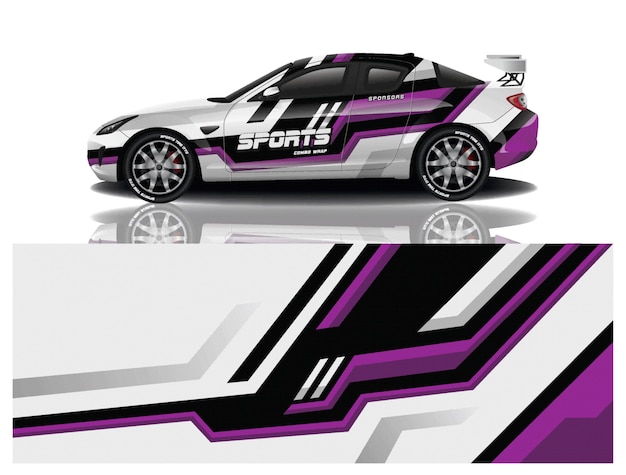 Carro esporte decalque envoltório projeto vector