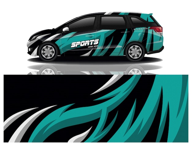 Carro esporte decalque envoltório projeto vector