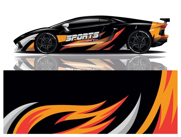 Carro esporte decalque envoltório projeto vector