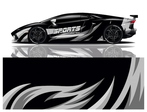 Carro esporte decalque envoltório projeto vector