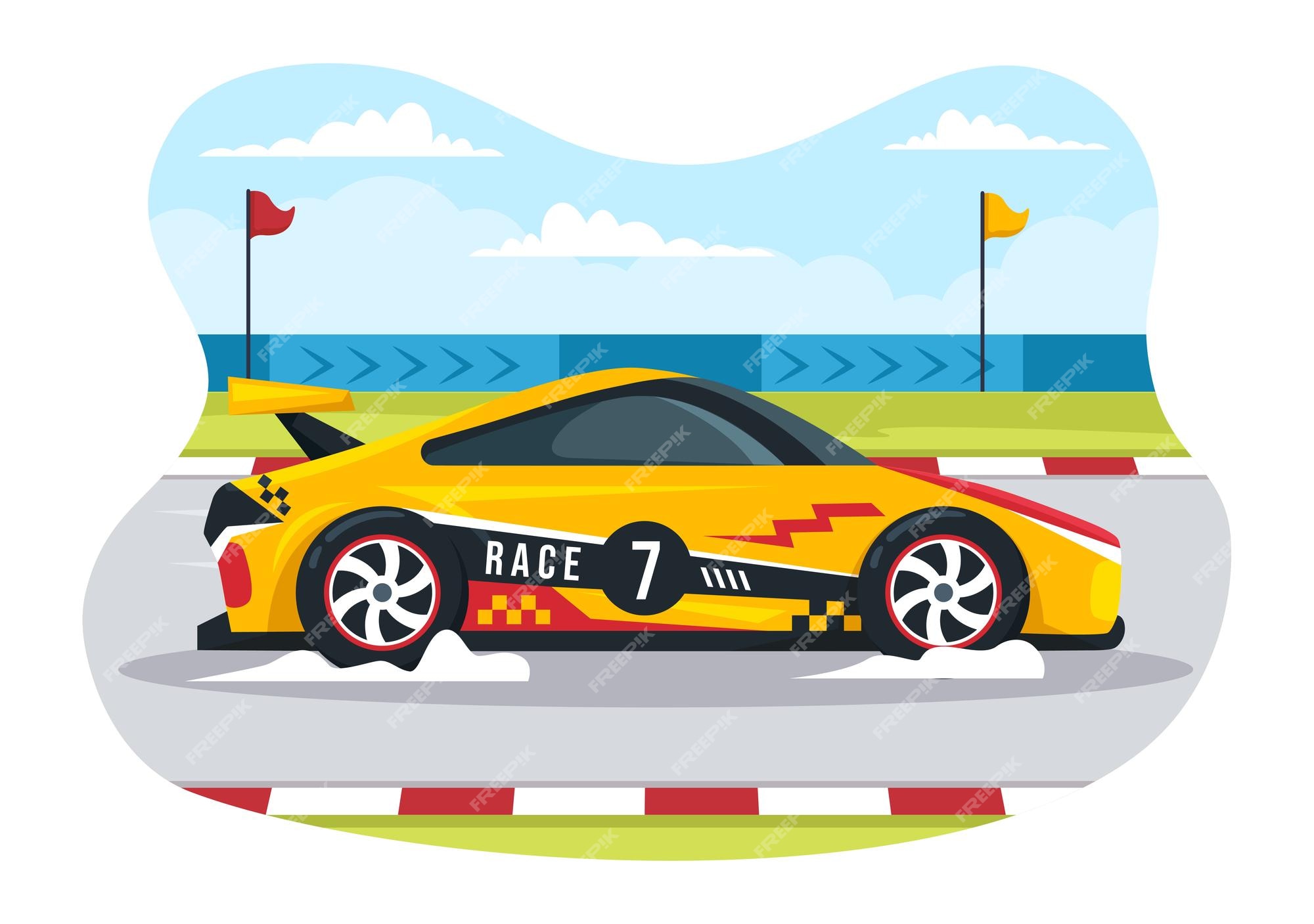 Desenho animado europeu de corridas de carros esportivos · Creative Fabrica