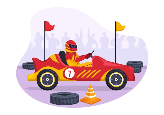 Ilustração Vetorial Da Bandeira Dos Carros De Corrida De Rua. Pessoas Que  Alegram Motoristas. Competição Entre Veículos Esportivos À Noite.  Corredores Que Esperam Pelo Início Do Torneio. Grupo De Homens E Mulheres