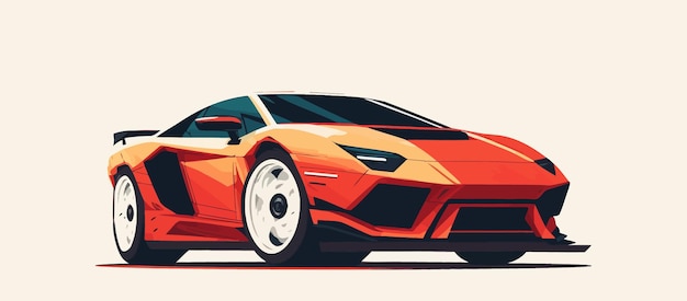 Carro esportivo legal Flat orange super rápido Ilustração em vetor