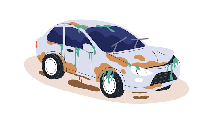 Vetor carro inundado e molhado danificado após acidente e afundando na água carro afundado e sujo afundado quebra de carro quebrado afundado veículo ferido na lama de sujeira ilustração vetorial plana isolada em fundo branco