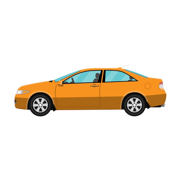 Vetor carro laranja genérico cupê isolado no branco
