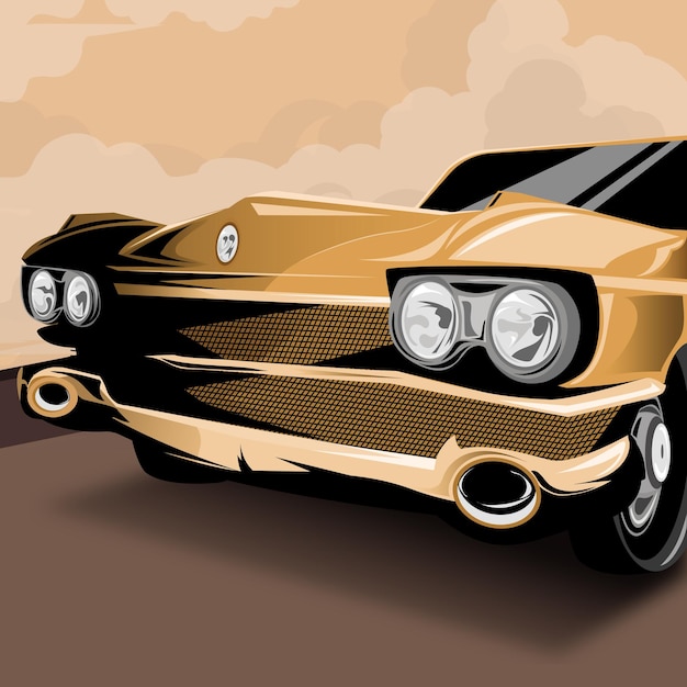 carro legal em ilustração vetorial de estilo retrô