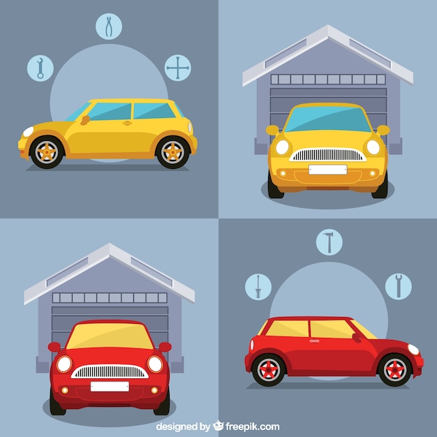 Carro na garagem infográfico