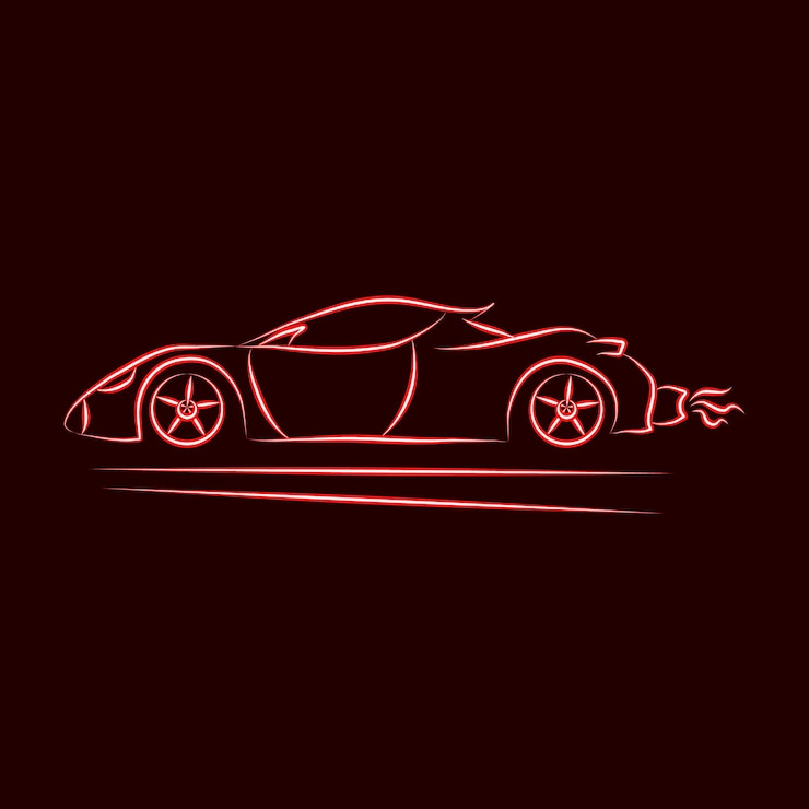 Vetor carro neon vermelho em um fundo preto