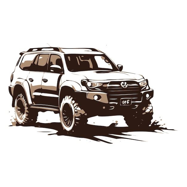 Vetor carro off-road com ilustração de lama