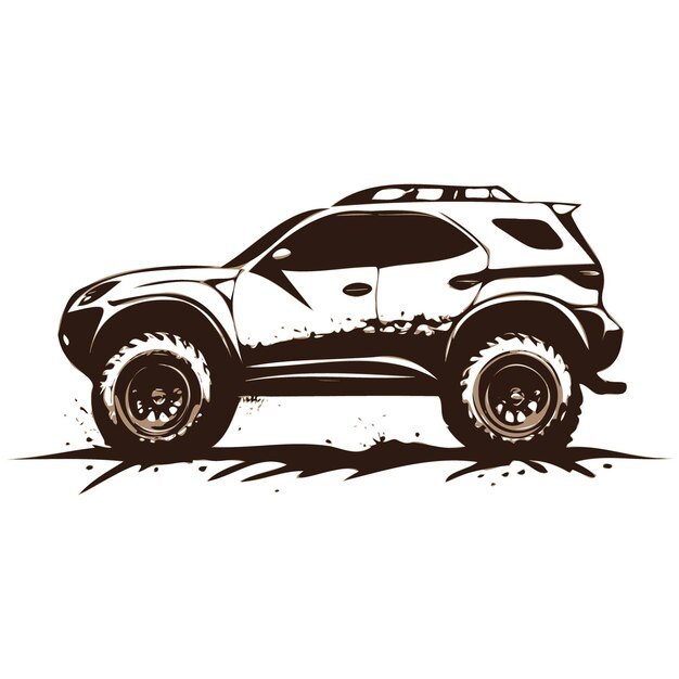 Vetor carro off-road com ilustração de lama