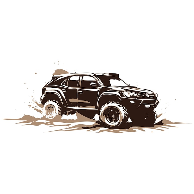 Vetor carro off-road com ilustração de lama