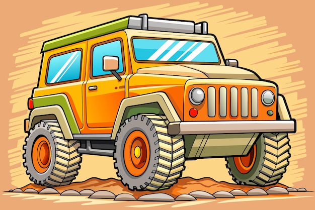 Carro off-road jeep suv off-road ilustração vetorial de desenho animado atv máquina de automóvel