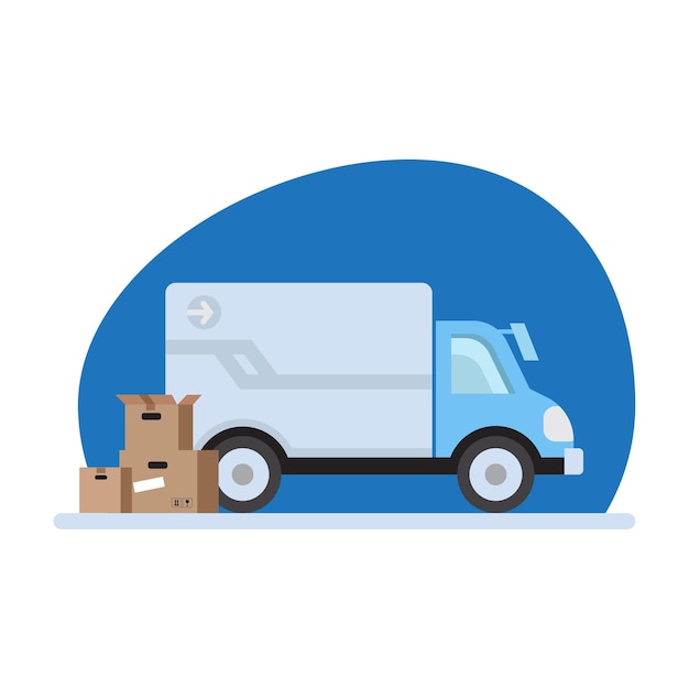 Carro para o ícone de entrega de mercadorias Ícone de frete grátis Ilustração vetorial de caminhão de entrega