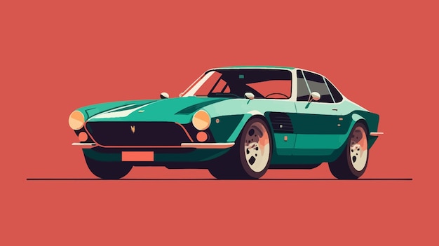 Carro retrô legal em um fundo laranja Papel de parede de pôster vintage de carro esportivo minimalismo arte motorsport gráficos Generative AI audácia cor transporte conceito de carro ilustração vetorial