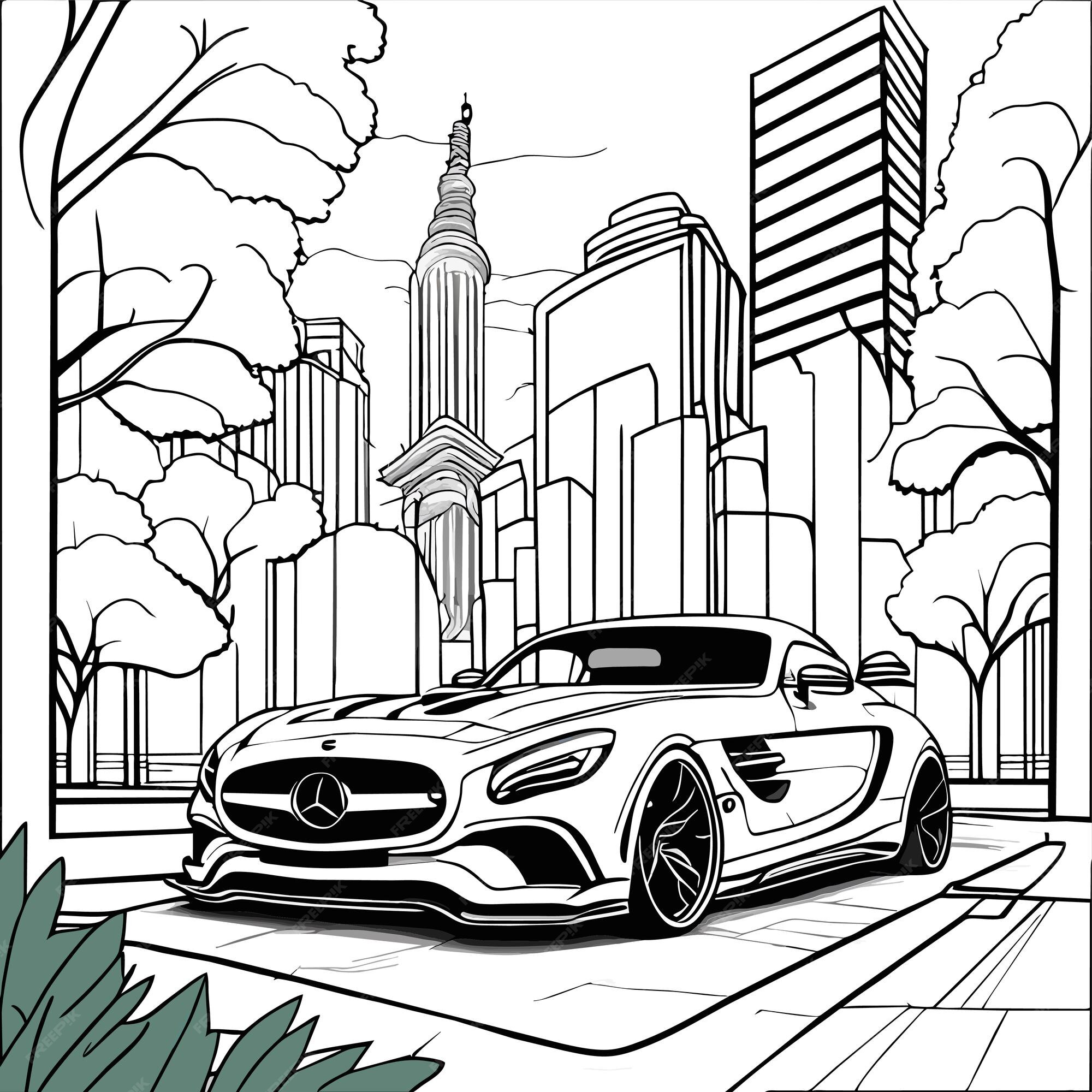 Desenhos de carros de corrida para colorir - Folhas imprimíveis