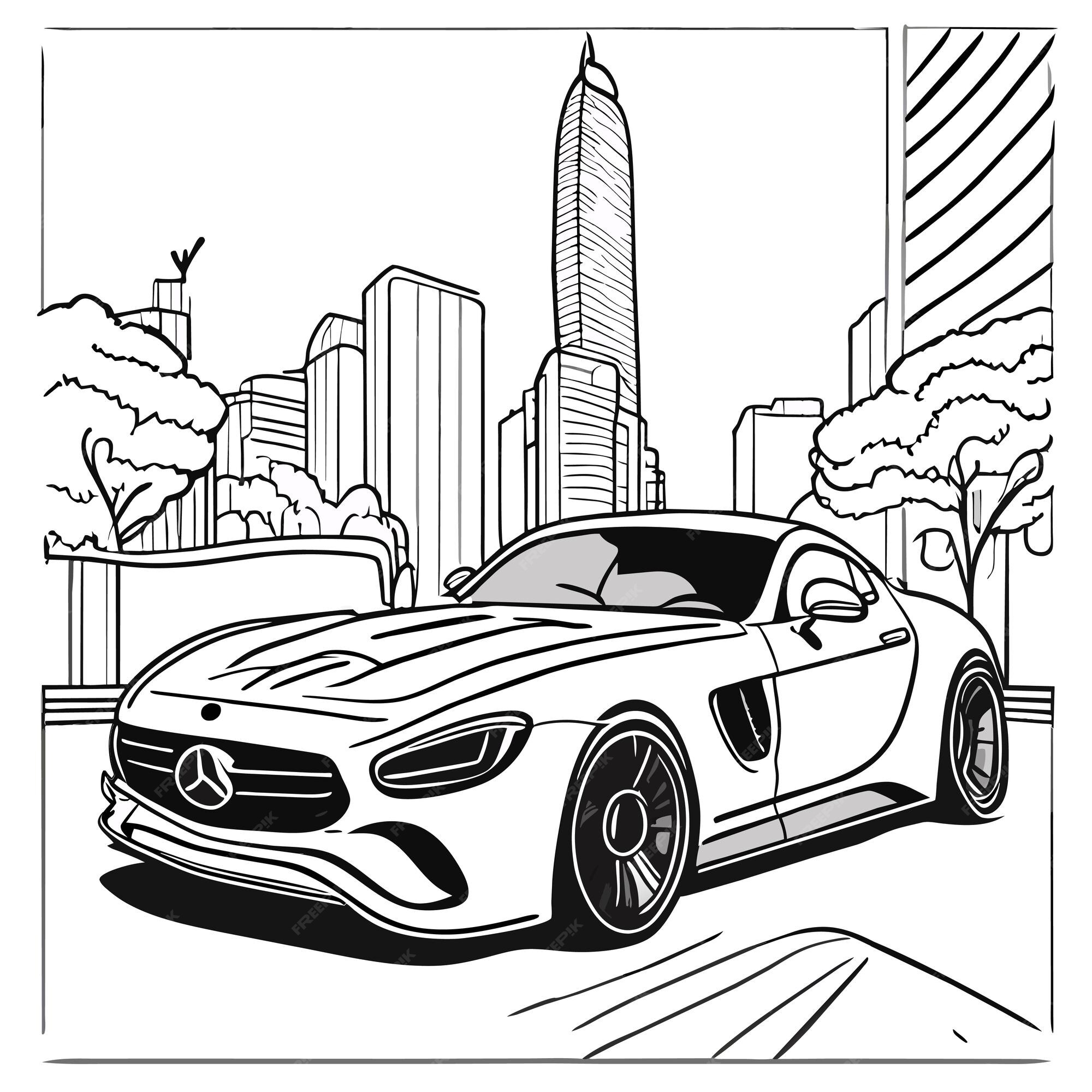 Desenhos de carros de corrida para colorir - Folhas imprimíveis