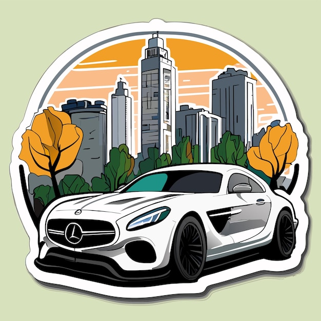 Vetor carro veículo automóvel mão desenhada cartoon adesivo ícone conceito ilustração isolada