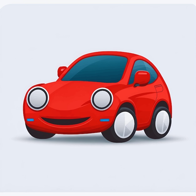 Vetor carro vermelho, emoticon, carro engraçado, rosto, personagem, sorrisos, ícones, vetorial, ilustração