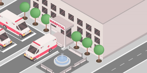 Carros de ambulância fora da instituição médica