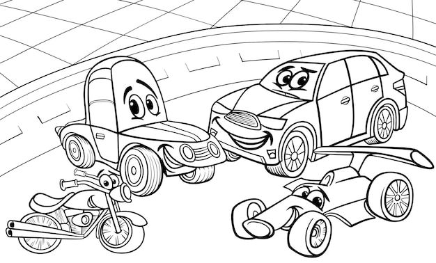 Carros de desenhos animados de desenhos animados