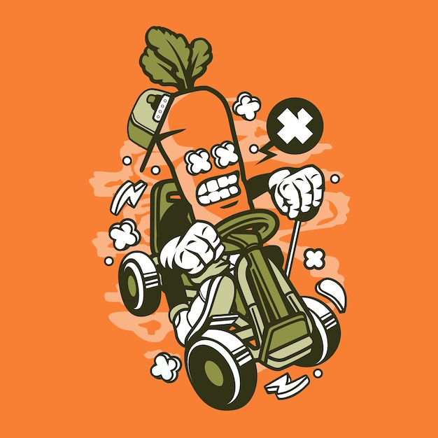 Vetor carrot gokart rider cartoon