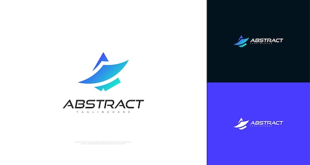 Carta abstrata e futurista um design de logotipo em estilo gradiente azul carta um logotipo ou ícone para logotipo de negócios ou tecnologia
