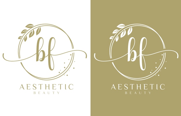 Vetor carta bf beauty logotipo com ornamento florescente