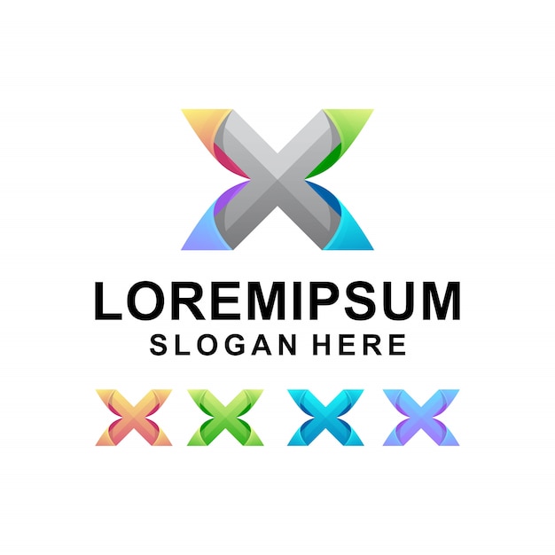 Carta colorida x logotipo design premium