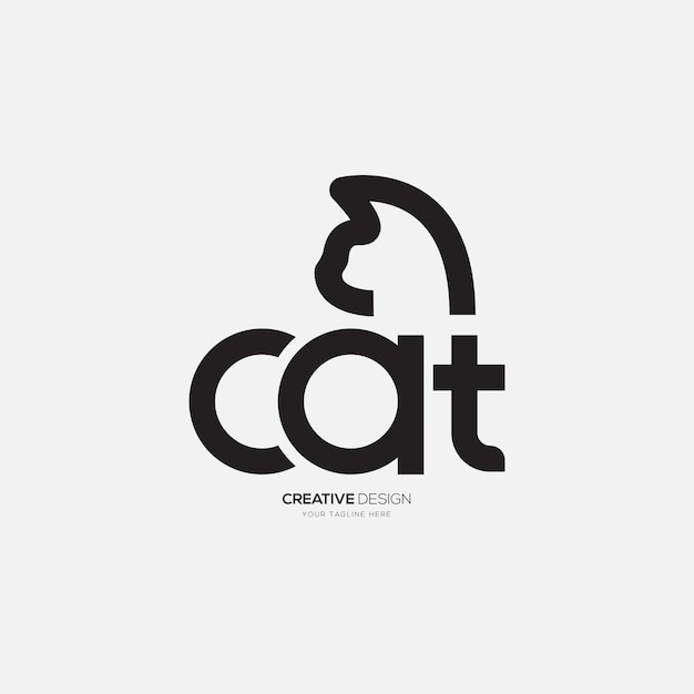 Vetor carta criativa gato com sinal de gato elegante monograma de moda logotipo de marca comercial