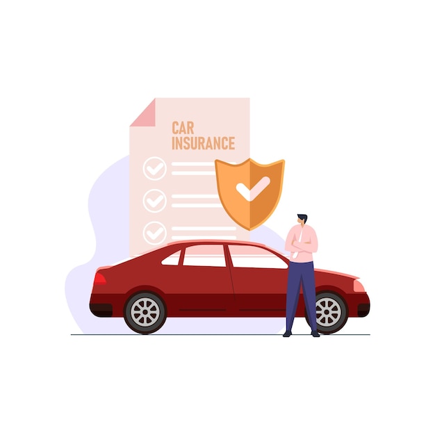 Vetor carta da apólice de seguro de automóvel planeamento e finanças exame dos termos e condições do seguro de automóvel