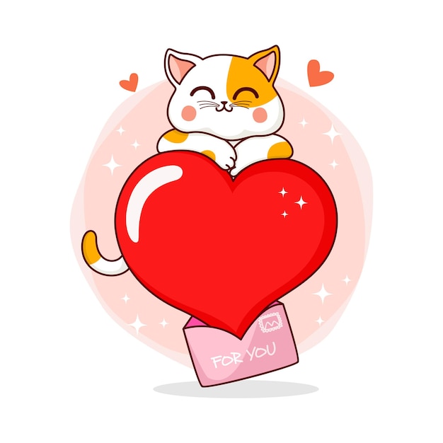 Carta de amor dos namorados de gato fofo para você