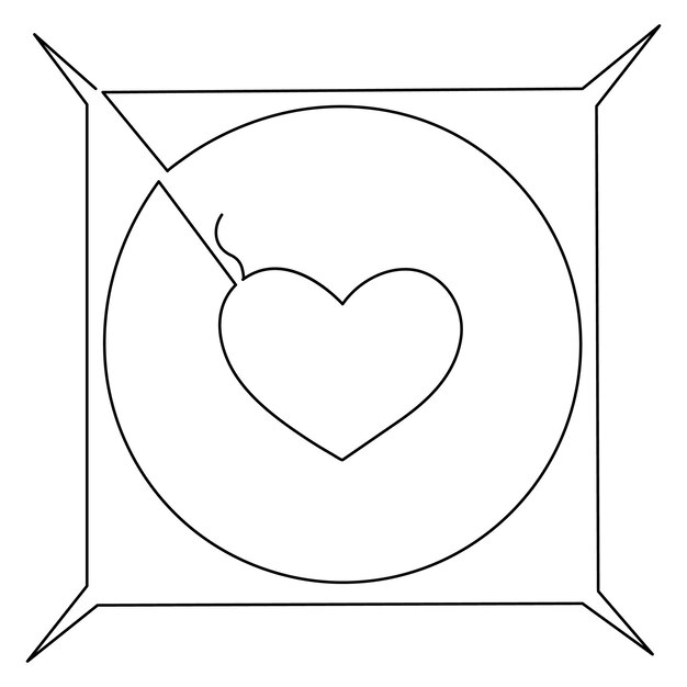 Vetor carta de amor envelope ícone isolado contínuo arte de linha única desenho de contorno ilustração vetorial