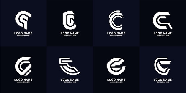 Carta de coleção c ou design de logotipo do monograma cc