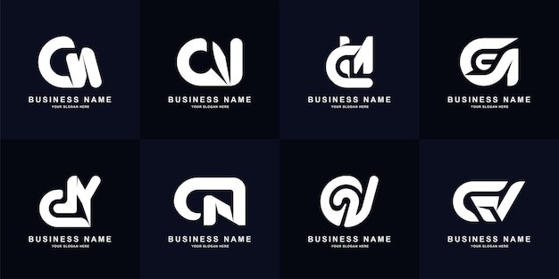 Carta de coleção cn ou gn design de logotipo monograma