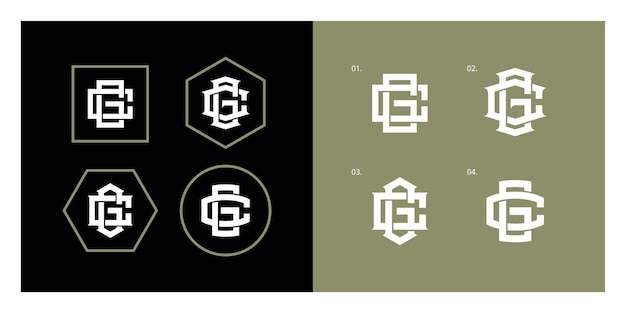 Vetor carta de coleção de monograma cg ou gc com bloqueio, estilo moderno bom para marca de roupas