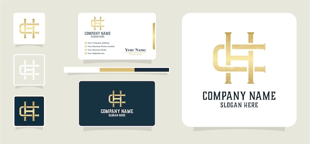 Carta de coleção logo vintage e retro ch ou hc gold vestuário vestuário desportivo design do logotipo da empresa