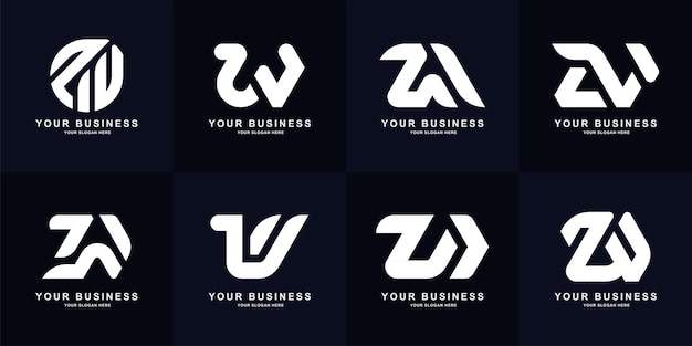 Carta de coleção zw ou design de logotipo de monograma wz