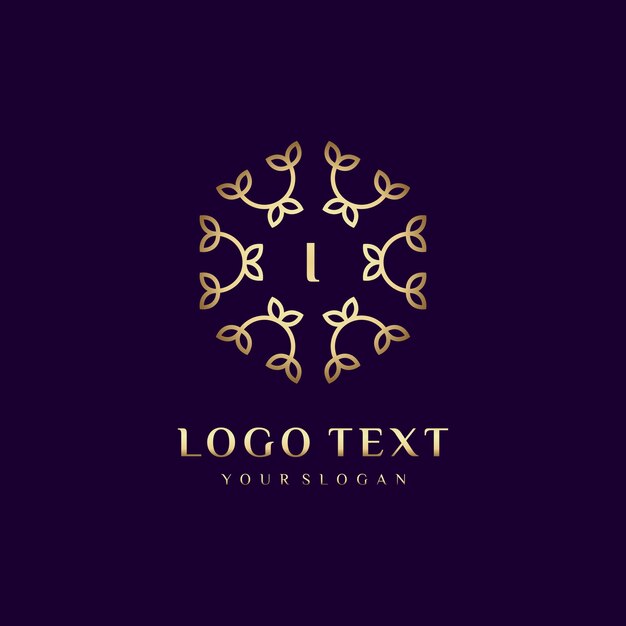 Carta de design de conceito de logotipo de luxo (i) para sua marca com decoração floral