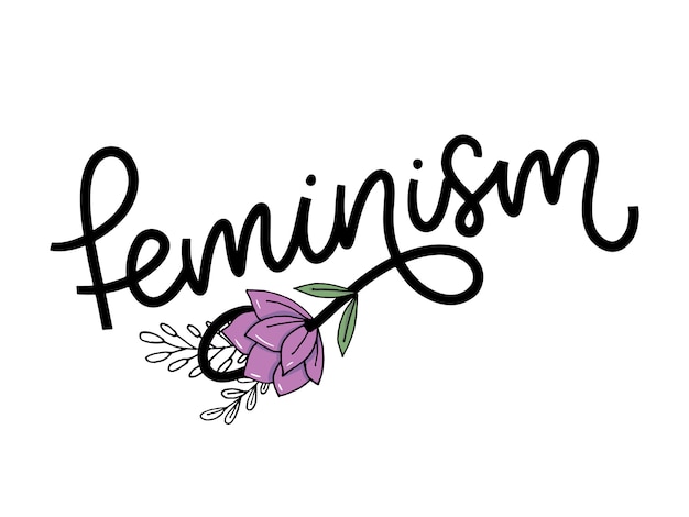 Carta de feminismo em estilo doodle.