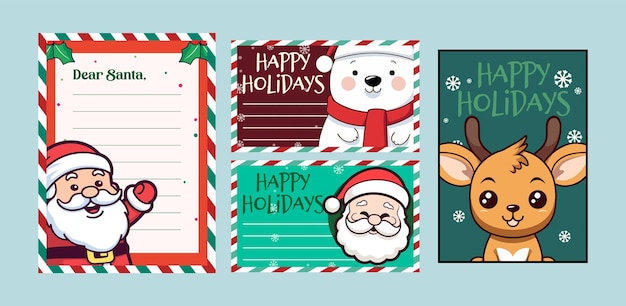 Carta de Natal para o Papai Noel e Cartão em Set de Papel Decorado Vector de Modelo