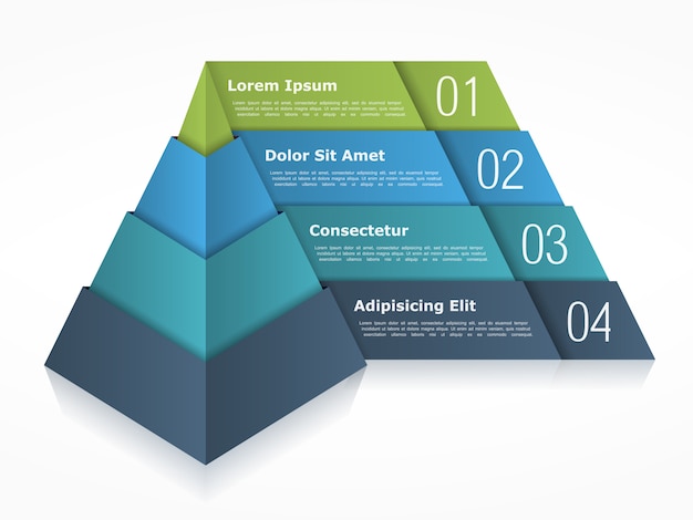 Vetor carta de pirâmide com quatro elementos