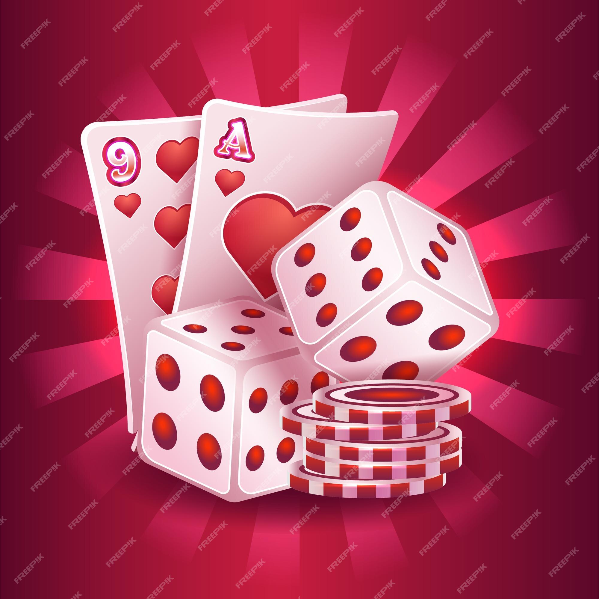 Fichas de pôquer de cartas de jogar. conceito de jogo realista de jogo de  casino online de dados caindo com roleta da sorte de lazer