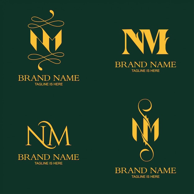 Carta elegante modelo de logotipo de nm