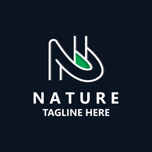 Vetor carta n logotipo de ecologia da natureza com folhas adequadas para vetor de modelo de jardim comercial