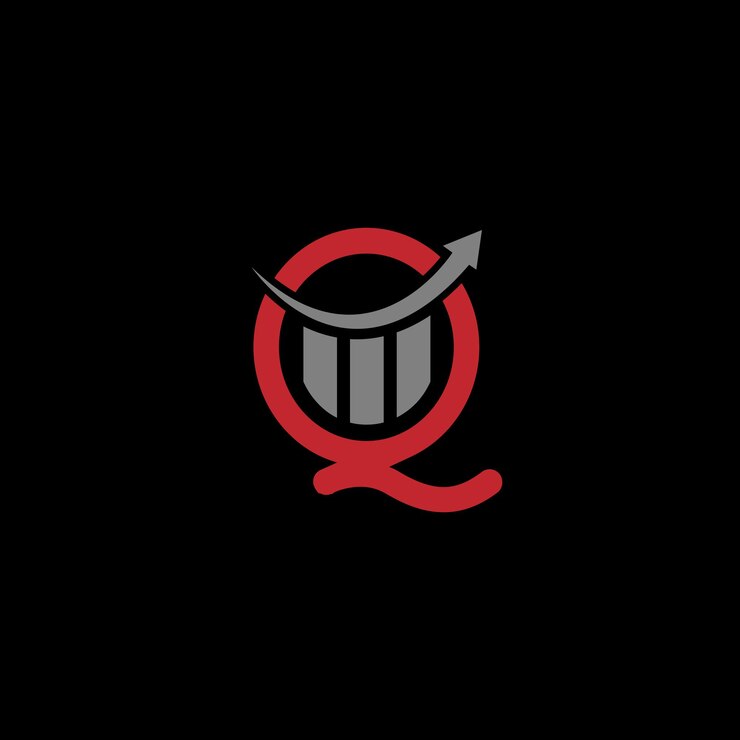 Vetor carta q gráfico financeiro q com flecha vector de design de logotipo