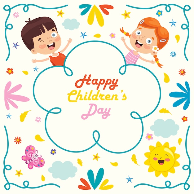 Cartão colorido para feliz dia das crianças