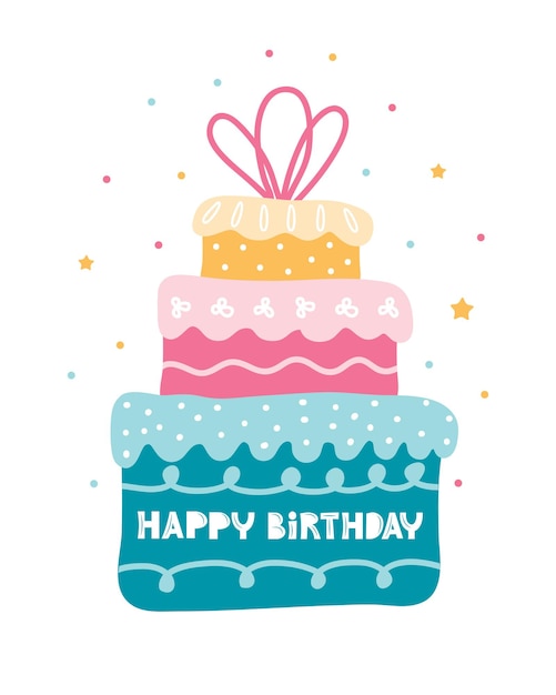 Cartão com bolo de aniversário com velas