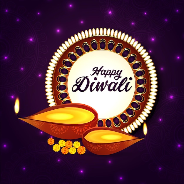 Cartão comemorativo da celebração do festival indiano de diwali feliz