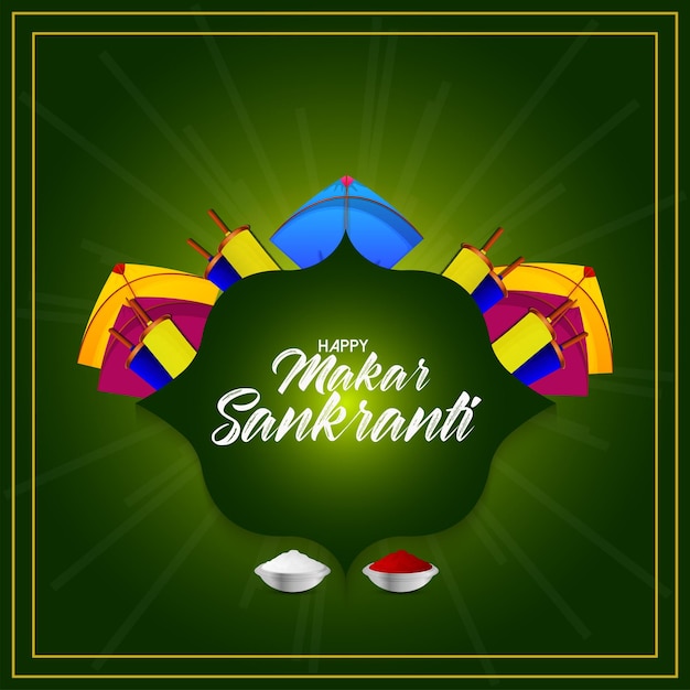 Vetor cartão comemorativo feliz makar sankranti