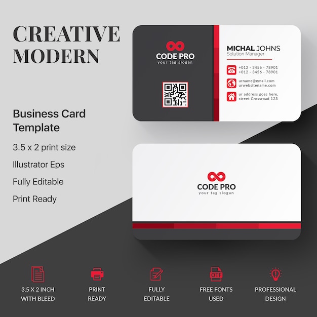 Cartão corporativo elegante vermelho